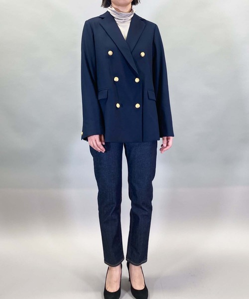 Munich（ミューニック）の「ウールレーヨンツイルダブルテーラードジャケット（テーラードジャケット・レディース・ネイビー・S）」の2枚目の写真