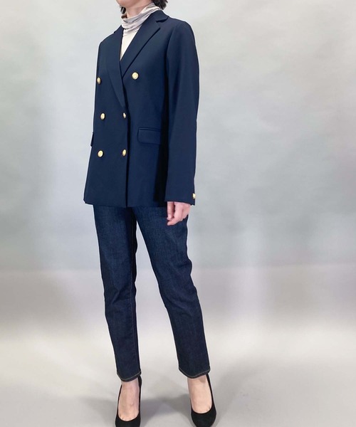 Munich（ミューニック）の「ウールレーヨンツイルダブルテーラードジャケット（テーラードジャケット・レディース・ネイビー・S）」の3枚目の写真