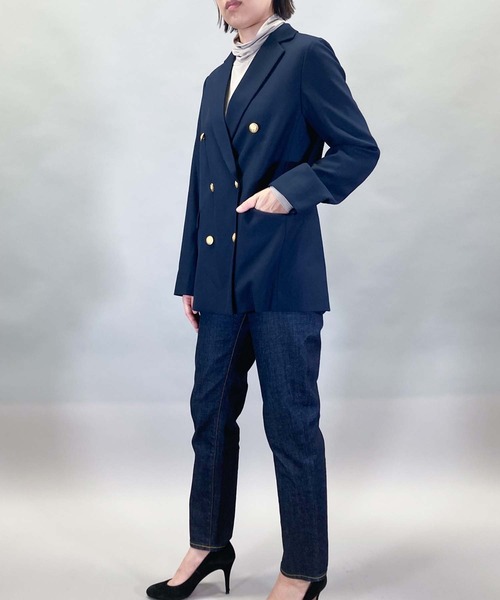 Munich（ミューニック）の「ウールレーヨンツイルダブルテーラードジャケット（テーラードジャケット・レディース・ネイビー・S）」の5枚目の写真