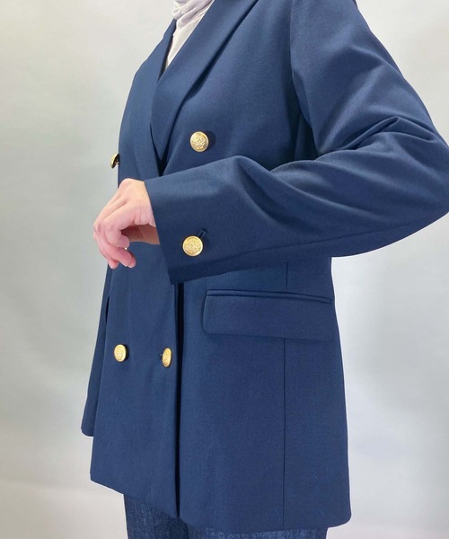 Munich（ミューニック）の「ウールレーヨンツイルダブルテーラードジャケット（テーラードジャケット・レディース・ネイビー・S）」の10枚目の写真