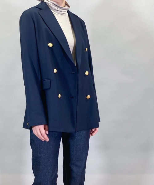 Munich（ミューニック）の「ウールレーヨンツイルダブルテーラードジャケット（テーラードジャケット・レディース・ネイビー・S）」の16枚目の写真