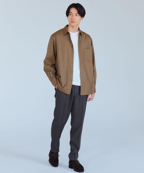 green label relaxing(グリーンレーベルリラクシング)の「ウォッシャブル ビエラ レギュラーカラー シャツ -ストレッチ・マシンウォッシャブル・防シワ-(シャツ/ブラウス・メンズ・ベージュ/グレー/モカ・S/M/L/XL)」の6枚目の写真