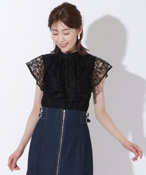 AND COUTURE（アンドクチュール）の「総レースフリルブラウス（シャツ/ブラウス・レディース・ブラック/ベージュ/オフホワイト/サックスブルー・MEDIUM）」の3枚目の写真