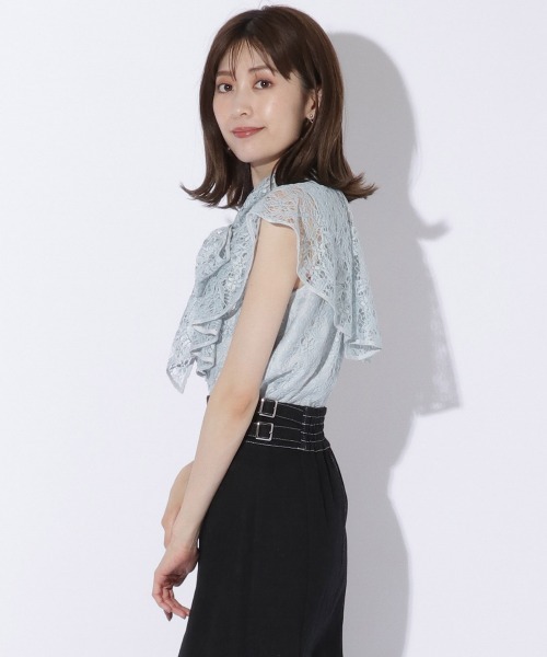 AND COUTURE（アンドクチュール）の「総レースフリルブラウス（シャツ/ブラウス・レディース・ブラック/ベージュ/オフホワイト/サックスブルー・MEDIUM）」の19枚目の写真