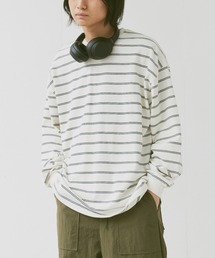 flaner | Loose mulch border long tee/ルーズマルチボーダーロンT(Tシャツ/カットソー)