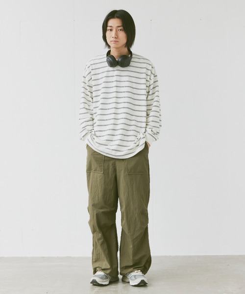 flaner(フラネ)の「Loose mulch border long tee/ルーズマルチボーダーロンT(Tシャツ/カットソー・レディース・ホワイト/ベージュ・MEDIUM/LARGE)」の17枚目の写真