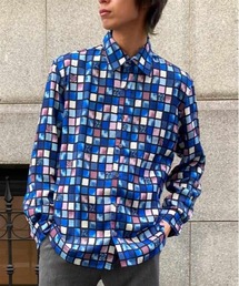 ローズステンドグラス柄シャツ