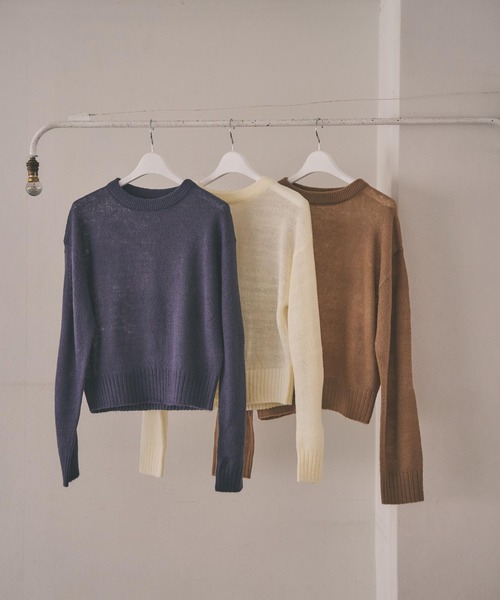 N WITH.（エヌウィズ）の「シアーデザインニット（ニット/セーター・レディース・ベージュ/ダークグレー/ホワイト・FREE）」の12枚目の写真