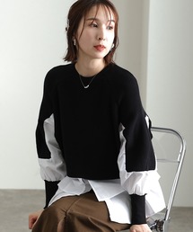 ブラウスドッキングリブニット