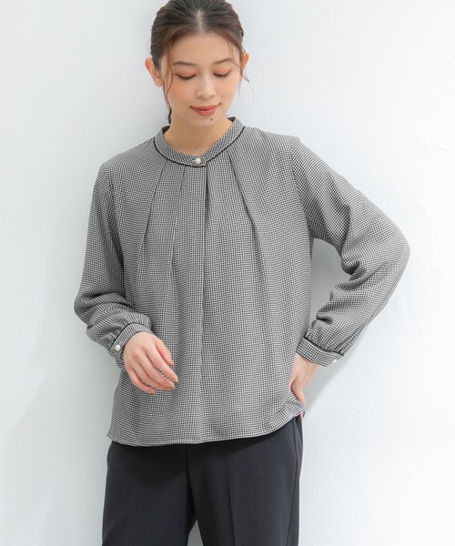 Honeys（ハニーズ）の「あったか裏地配色ブラウス（シャツ/ブラウス・レディース・ホワイト×ブルー/ブラック系その他/ホワイト×ブラック/ピンク系その他/ネイビー・LL/L/M/S）」の20枚目の写真