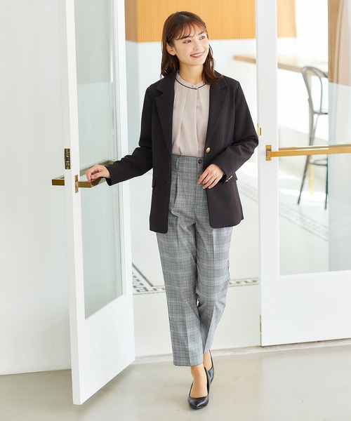 Honeys（ハニーズ）の「あったか裏地配色ブラウス（シャツ/ブラウス・レディース・ホワイト×ブルー/ブラック系その他/ホワイト×ブラック/ピンク系その他/ネイビー・LL/L/M/S）」の15枚目の写真