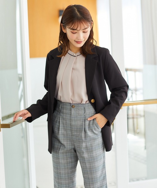 Honeys（ハニーズ）の「あったか裏地配色ブラウス（シャツ/ブラウス・レディース・ホワイト×ブルー/ブラック系その他/ホワイト×ブラック/ピンク系その他/ネイビー・LL/L/M/S）」の19枚目の写真
