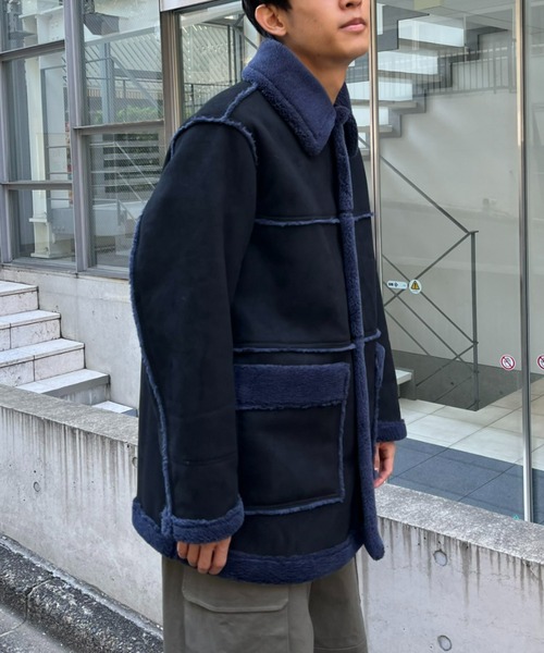 CIAOPANIC（チャオパニック）の「ビッグシルエット エコムートンランチコート（ムートンコート・メンズ・ブラック/ブラウン・MEDIUM/LARGE）」の15枚目の写真