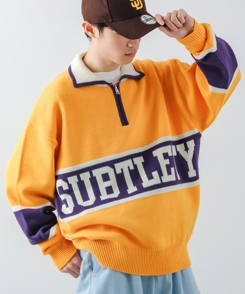 SIDEWAY STANCE（サイドウェイスタンス）の「【SIDEWAY STANCE】ハーフジップ ニット ポロシャツ（ニット/セーター・メンズ・グリーン/ブラック/オレンジ・LARGE/MEDIUM）」の3枚目の写真