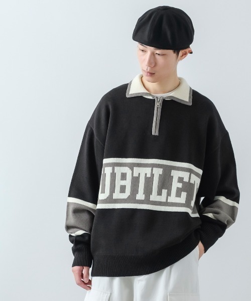 SIDEWAY STANCE（サイドウェイスタンス）の「【SIDEWAY STANCE】ハーフジップ ニット ポロシャツ（ニット/セーター・メンズ・グリーン/ブラック/オレンジ・LARGE/MEDIUM）」の6枚目の写真