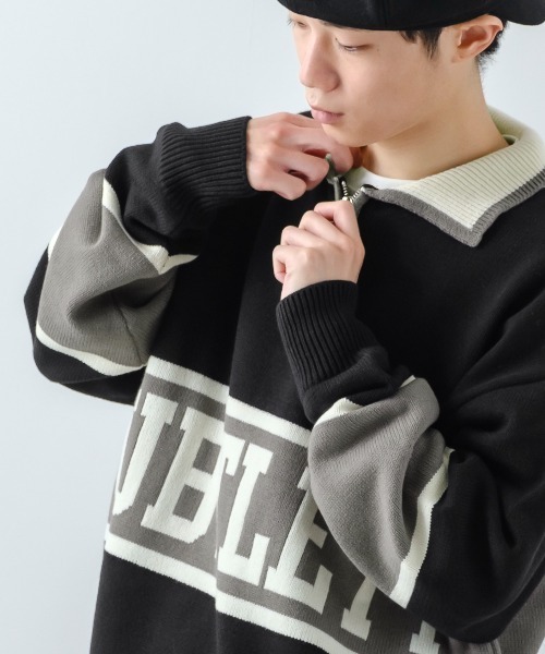 SIDEWAY STANCE（サイドウェイスタンス）の「【SIDEWAY STANCE】ハーフジップ ニット ポロシャツ（ニット/セーター・メンズ・グリーン/ブラック/オレンジ・LARGE/MEDIUM）」の16枚目の写真