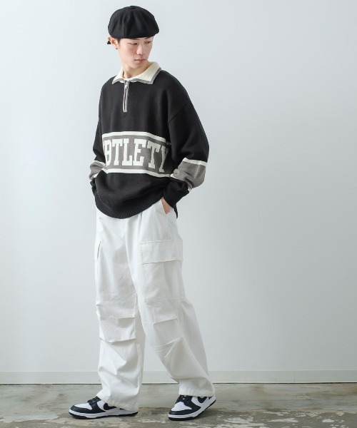 SIDEWAY STANCE（サイドウェイスタンス）の「【SIDEWAY STANCE】ハーフジップ ニット ポロシャツ（ニット/セーター・メンズ・グリーン/ブラック/オレンジ・LARGE/MEDIUM）」の10枚目の写真