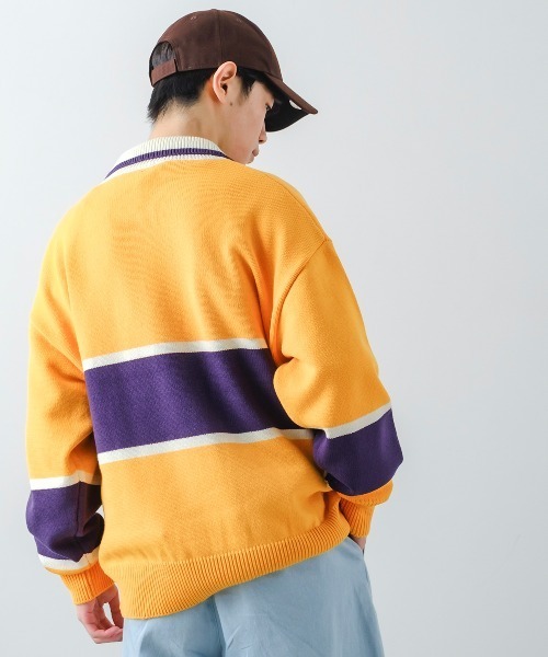 SIDEWAY STANCE（サイドウェイスタンス）の「【SIDEWAY STANCE】ハーフジップ ニット ポロシャツ（ニット/セーター・メンズ・グリーン/ブラック/オレンジ・LARGE/MEDIUM）」の17枚目の写真