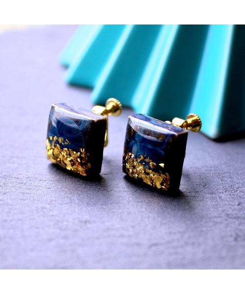 tone（トーン）の「【Willija】金属アレルギー対応《Taily leaf》美濃焼タイルイヤリング(MA)（イヤリング・レディース・ブラウン/ピンク/ネイビー・FREE）」の8枚目の写真