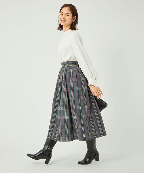 Drower フレアスカート 36 グリーン系チェック Drower フレアスカート 36 グリーン系チェック 日々 小森縫製 チェック