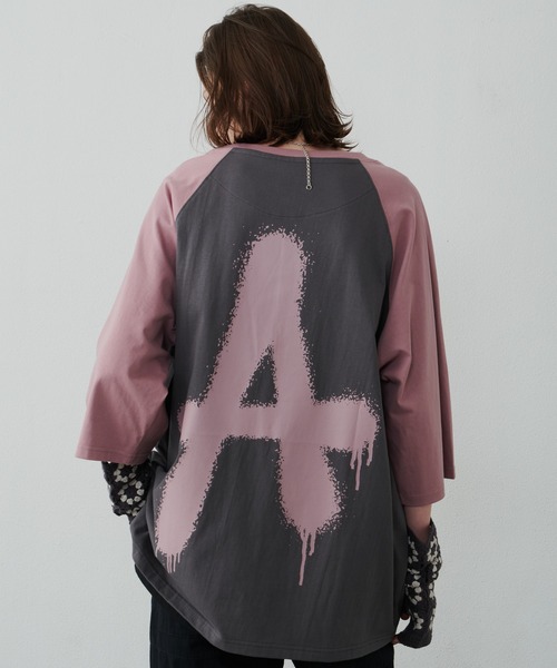 AIVER（アイバー）の「AIVER　AラグランハーフスリーブTEE（Tシャツ/カットソー・メンズ・ブラック/ホワイト×ブラック/ピンク・LARGE/SMALL/MEDIUM）」の3枚目の写真