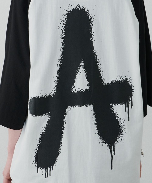 AIVER（アイバー）の「AIVER　AラグランハーフスリーブTEE（Tシャツ/カットソー・メンズ・ブラック/ホワイト×ブラック/ピンク・LARGE/SMALL/MEDIUM）」の8枚目の写真