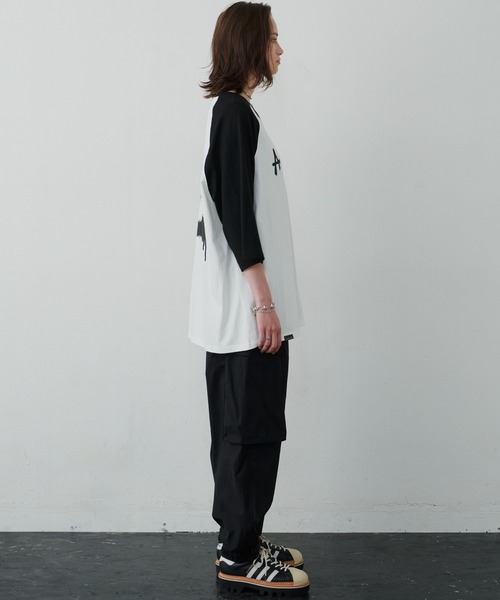 AIVER（アイバー）の「AIVER　AラグランハーフスリーブTEE（Tシャツ/カットソー・メンズ・ブラック/ホワイト×ブラック/ピンク・LARGE/SMALL/MEDIUM）」の12枚目の写真