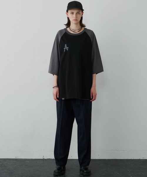 AIVER（アイバー）の「AIVER　AラグランハーフスリーブTEE（Tシャツ/カットソー・メンズ・ブラック/ホワイト×ブラック/ピンク・LARGE/SMALL/MEDIUM）」の19枚目の写真