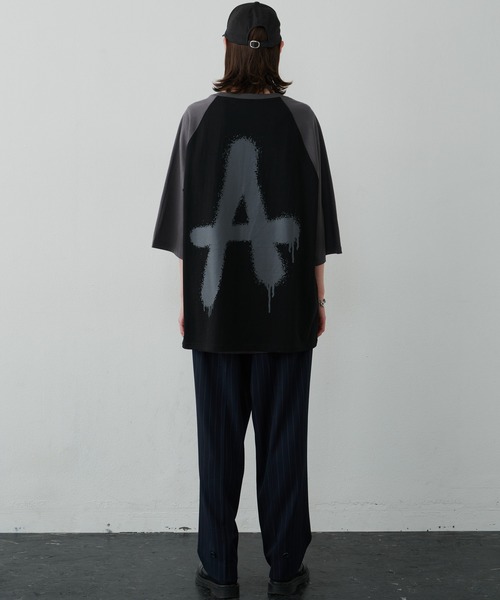 AIVER（アイバー）の「AIVER　AラグランハーフスリーブTEE（Tシャツ/カットソー・メンズ・ブラック/ホワイト×ブラック/ピンク・LARGE/SMALL/MEDIUM）」の21枚目の写真