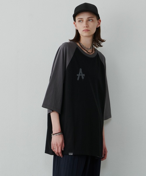 AIVER（アイバー）の「AIVER　AラグランハーフスリーブTEE（Tシャツ/カットソー・メンズ・ブラック/ホワイト×ブラック/ピンク・LARGE/SMALL/MEDIUM）」の14枚目の写真