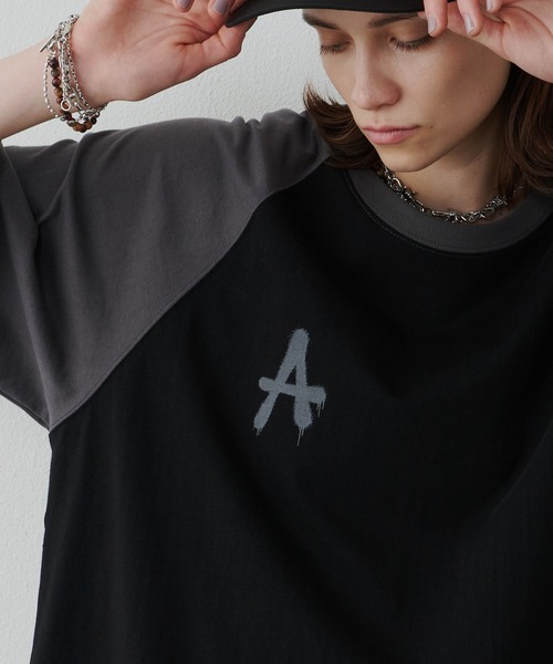 AIVER（アイバー）の「AIVER　AラグランハーフスリーブTEE（Tシャツ/カットソー・メンズ・ブラック/ホワイト×ブラック/ピンク・LARGE/SMALL/MEDIUM）」の15枚目の写真