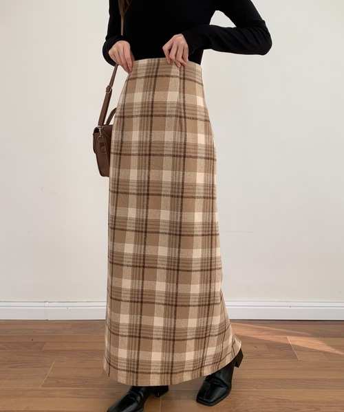 ECLIN（エクラン）の「バックスリットチェック柄ロングスカート（スカート・レディース・チャコールグレー/ベージュ/ネイビー・S/M）」の16枚目の写真