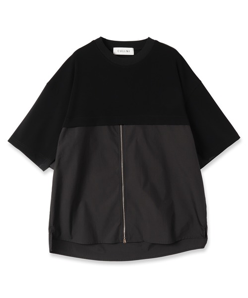 CULLNI(クルニ)の「23-SS-030 / Shirt Cloth Combination Pullover(Tシャツ/カットソー・メンズ・ブラック×ブラック/グリーン系/ベージュ系/サックスブルー系/ブラック×ブルー・1/2/0)」の2枚目の写真