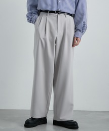 JUNRED | スムースストレッチワイドタックパンツ(スラックス)