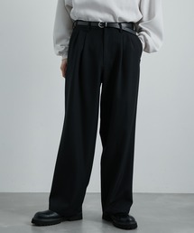 JUNRED | スムースストレッチワイドタックパンツ(スラックス)