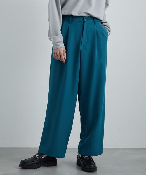 JUNRED（ジュンレッド）の「スムースストレッチワイドタックパンツ（スラックス・メンズ・グリーン系その他/ブラック/グレー系その他・S/M/L）」の4枚目の写真