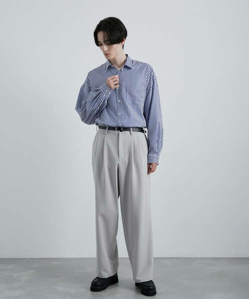 JUNRED（ジュンレッド）の「スムースストレッチワイドタックパンツ（スラックス・メンズ・グリーン系その他/ブラック/グレー系その他・S/M/L）」の5枚目の写真