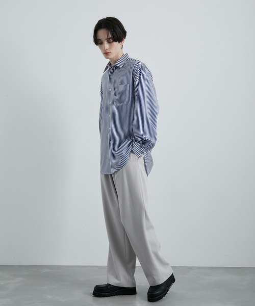 JUNRED（ジュンレッド）の「スムースストレッチワイドタックパンツ（スラックス・メンズ・グリーン系その他/ブラック/グレー系その他・S/M/L）」の10枚目の写真