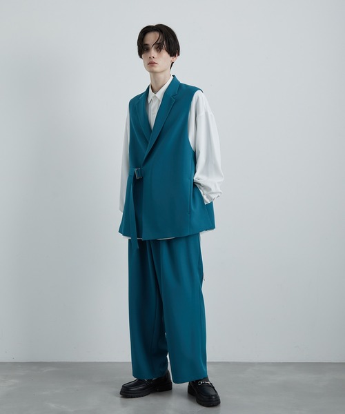 JUNRED（ジュンレッド）の「スムースストレッチワイドタックパンツ（スラックス・メンズ・グリーン系その他/ブラック/グレー系その他・S/M/L）」の7枚目の写真