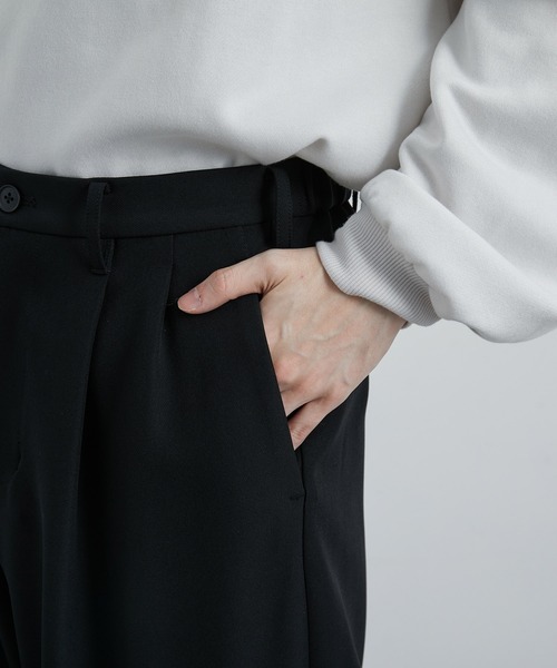 JUNRED（ジュンレッド）の「スムースストレッチワイドタックパンツ（スラックス・メンズ・グリーン系その他/ブラック/グレー系その他・S/M/L）」の19枚目の写真