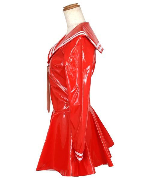 Tika(ティカ)の「エナメルレザーミニセーラー服コスプレ衣装2点セット(コスチューム/パーティーグッズ・レディース・ホワイト/ブラック/レッド・M)」の12枚目の写真