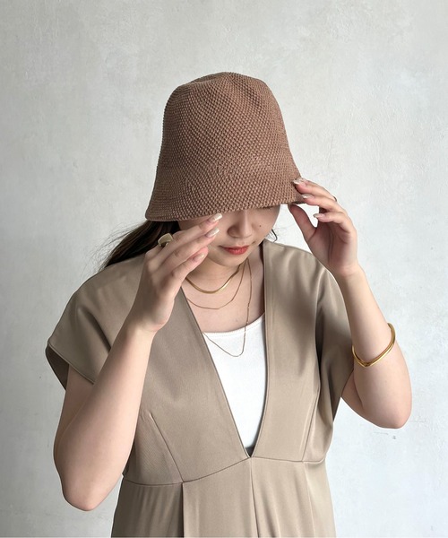 prose verse(プロズヴェール)の「サーモニットバケットハット(ハット・レディース・アイボリー/ブラック/モカ・フリ-)」の1枚目の写真