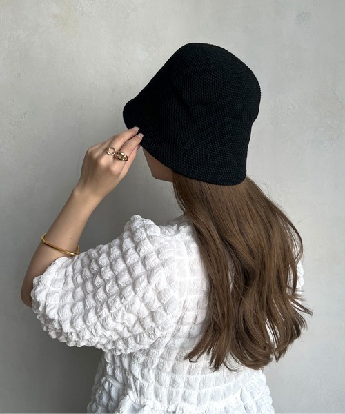 prose verse(プロズヴェール)の「サーモニットバケットハット(ハット・レディース・アイボリー/ブラック/モカ・フリ-)」の10枚目の写真