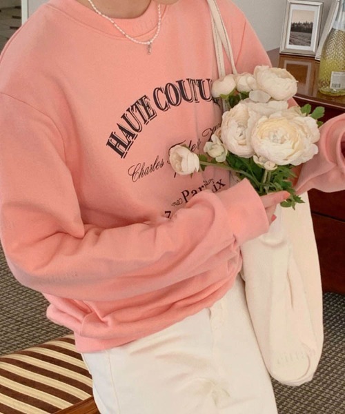 Dalfwin（ダールフィン）の「シャーベットカラーHAUTEプリントオーバーサイズスウェット（スウェット・レディース・オートミール/グリーン/ピンク・FREE）」の3枚目の写真