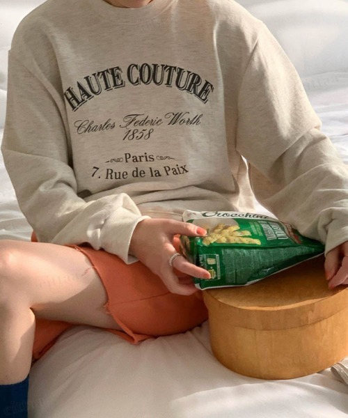 Dalfwin（ダールフィン）の「シャーベットカラーHAUTEプリントオーバーサイズスウェット（スウェット・レディース・オートミール/グリーン/ピンク・FREE）」の7枚目の写真