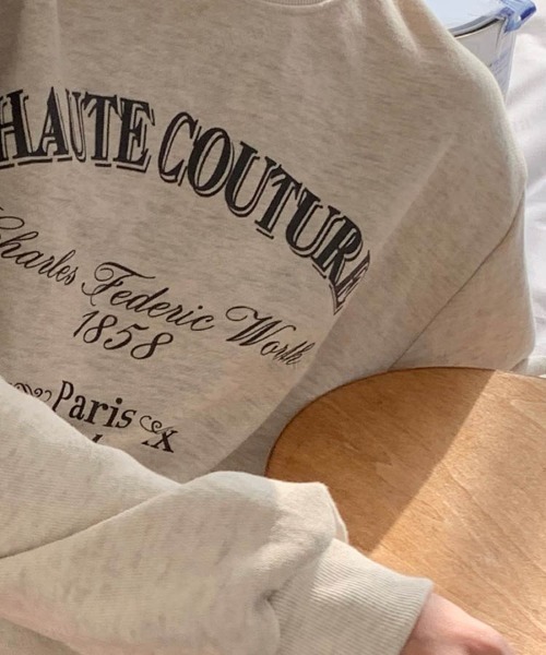 Dalfwin（ダールフィン）の「シャーベットカラーHAUTEプリントオーバーサイズスウェット（スウェット・レディース・オートミール/グリーン/ピンク・FREE）」の4枚目の写真