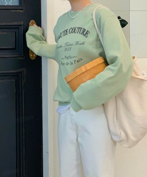 Dalfwin（ダールフィン）の「シャーベットカラーHAUTEプリントオーバーサイズスウェット（スウェット・レディース・オートミール/グリーン/ピンク・FREE）」の14枚目の写真