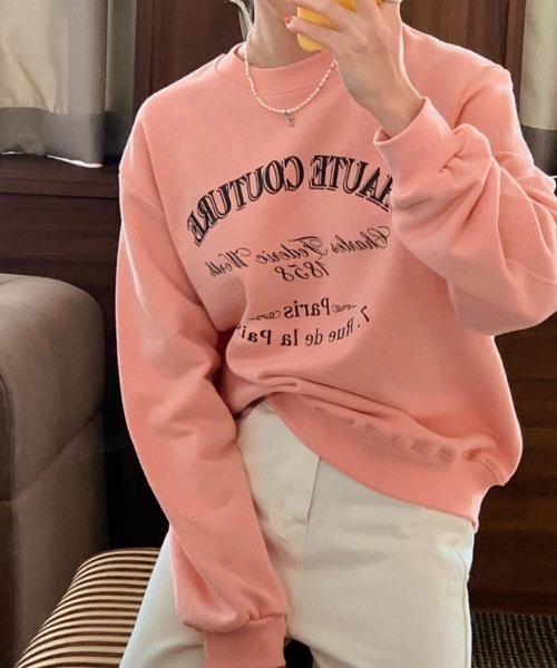 Dalfwin（ダールフィン）の「シャーベットカラーHAUTEプリントオーバーサイズスウェット（スウェット・レディース・オートミール/グリーン/ピンク・FREE）」の21枚目の写真