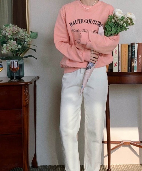 Dalfwin（ダールフィン）の「シャーベットカラーHAUTEプリントオーバーサイズスウェット（スウェット・レディース・オートミール/グリーン/ピンク・FREE）」の15枚目の写真