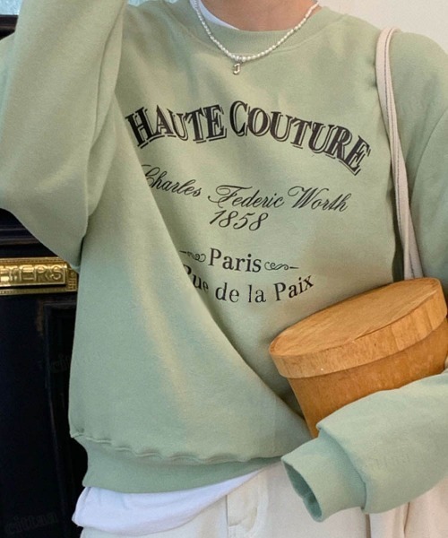 Dalfwin（ダールフィン）の「シャーベットカラーHAUTEプリントオーバーサイズスウェット（スウェット・レディース・オートミール/グリーン/ピンク・FREE）」の12枚目の写真